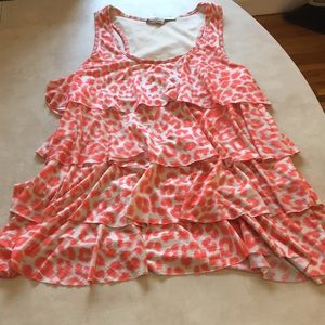 Forever 21 orange leopard ruffle tank